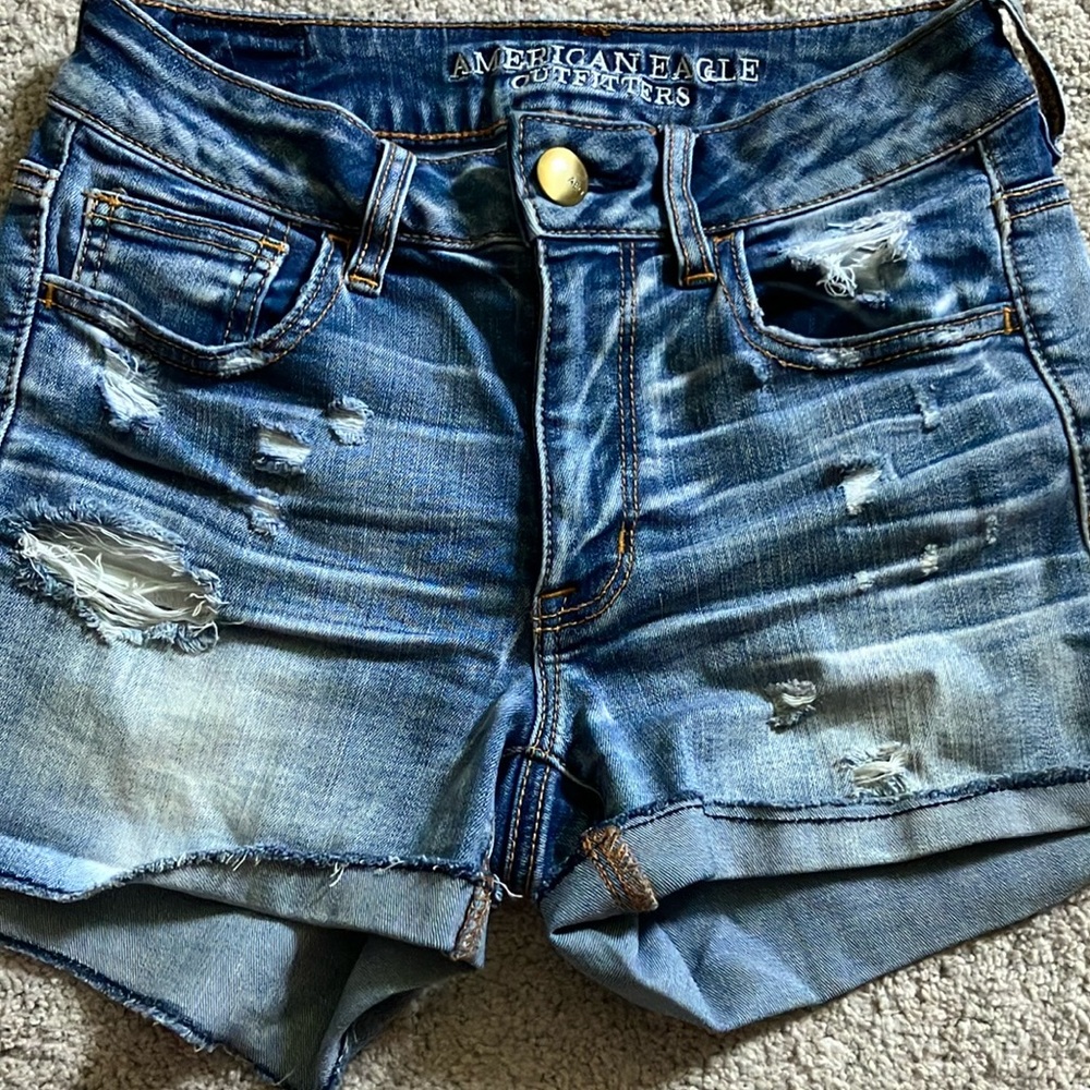 American Eagle High Rise Shortie Super Stretch Jean Shorts 2